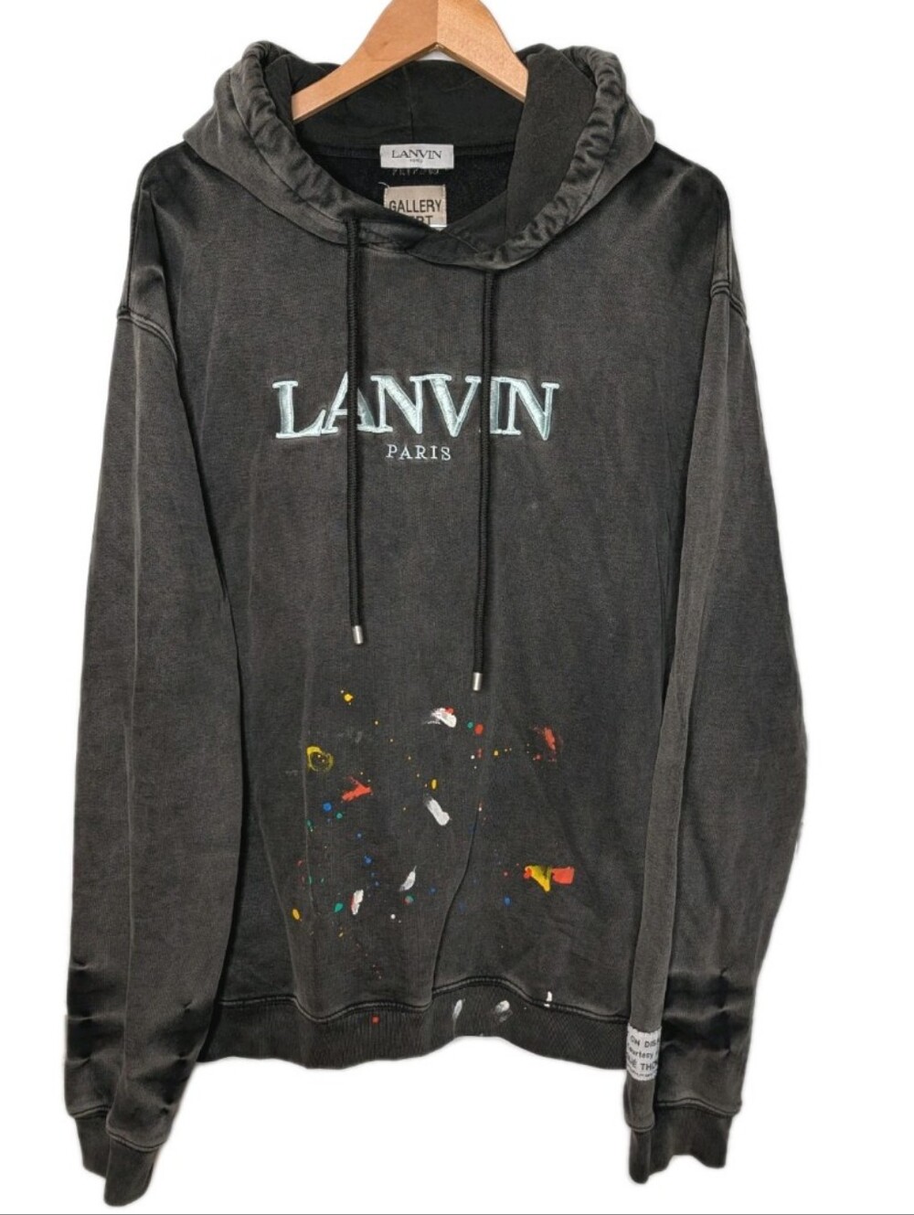Gallery Dept X Lanvin Painted Hoodie Sweatshirt Gray Mens XL Streetwear Art